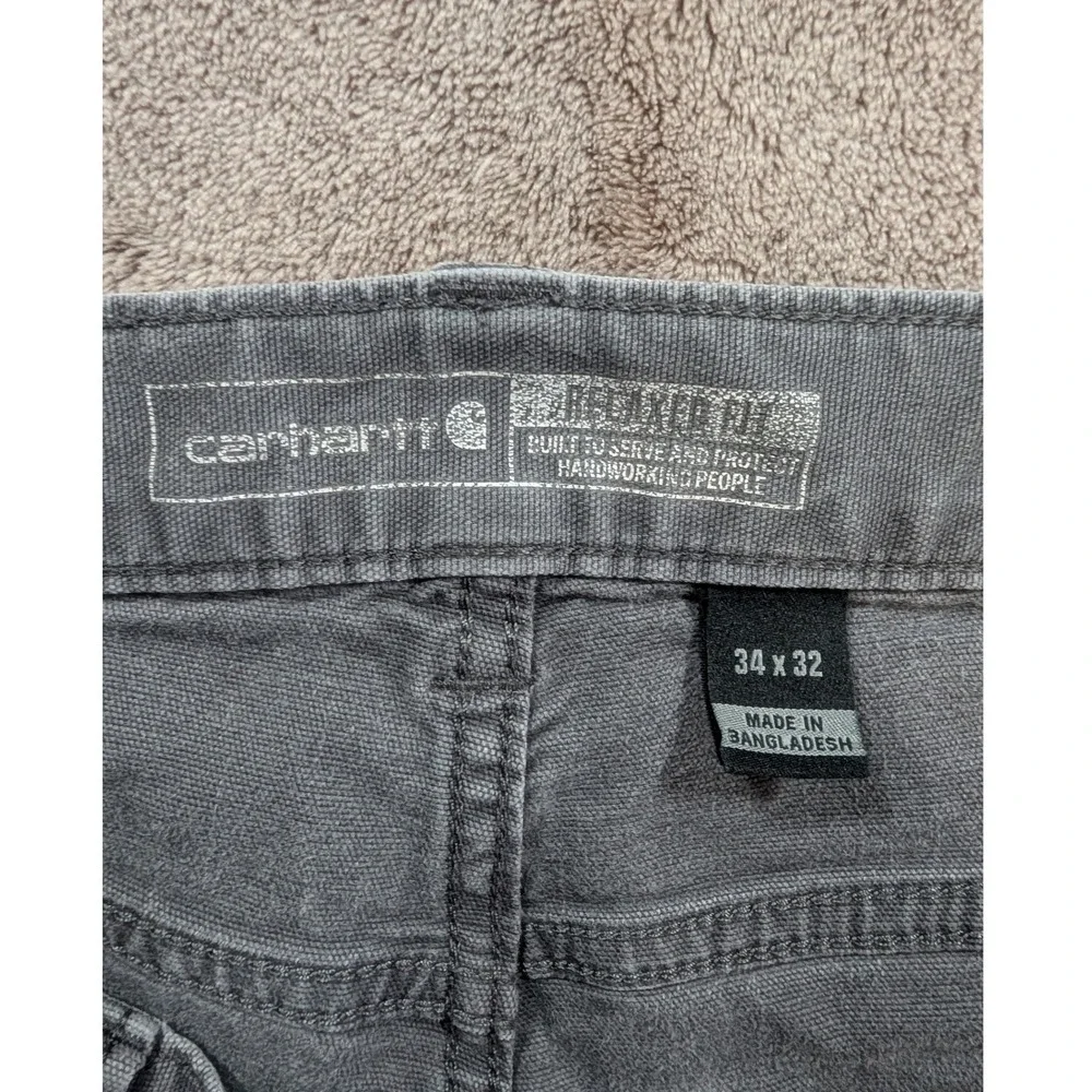 Carhartt Work Pants Mens 34x32 Gray Rugged Flex Relaxed Fit Canvas BN2517-M
